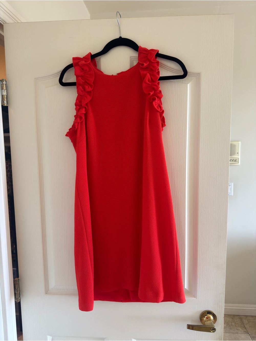 Vince Camuto Orange Ruffle-Shoulder Dress - Women